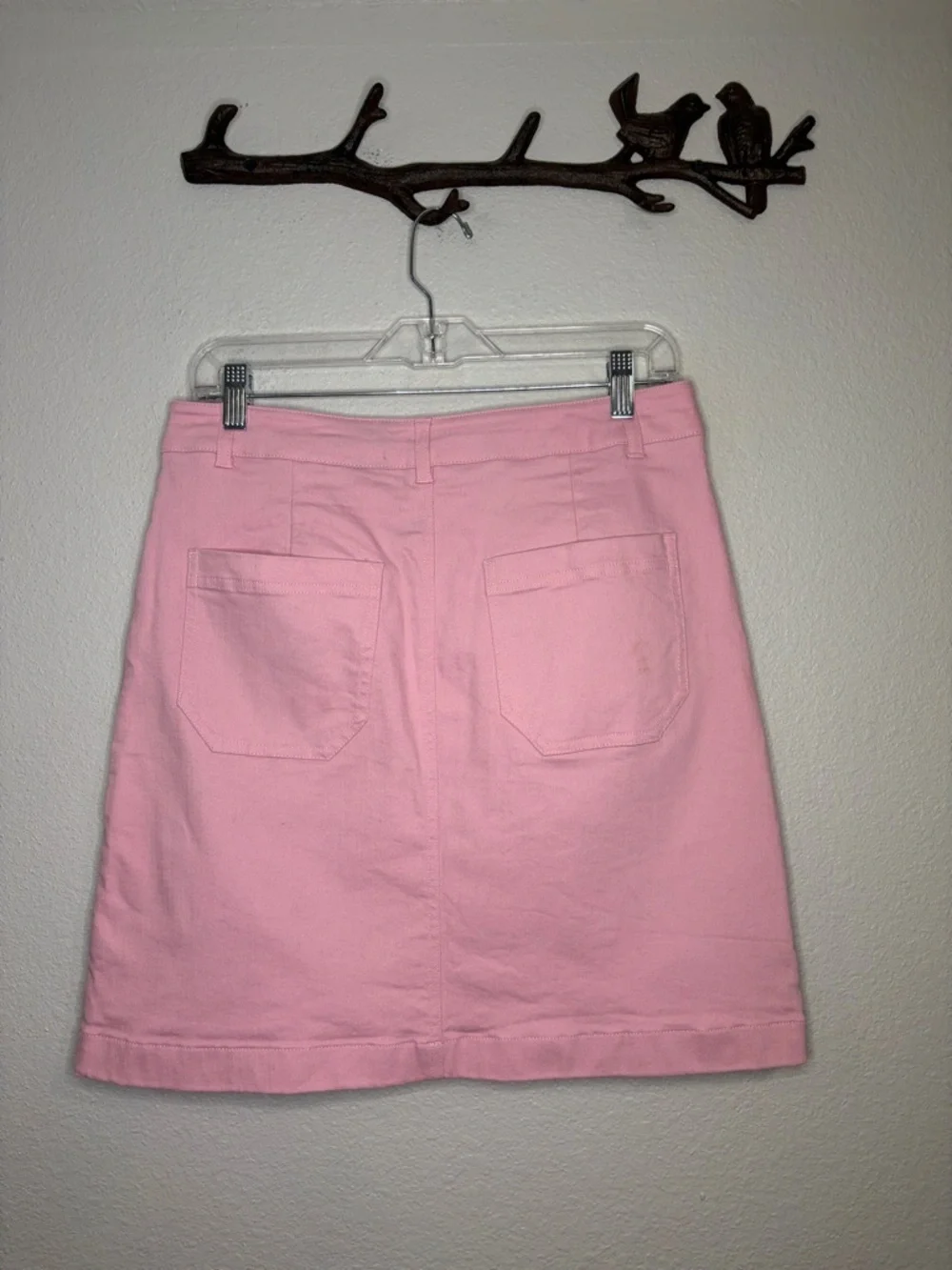 Boden Abingdon stretch cotton denim A-line mini skirt pink 8
